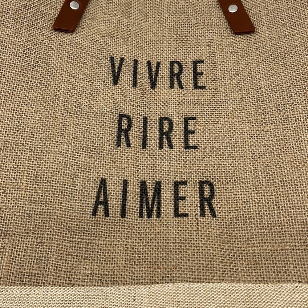 Apolis Market Tote Wine Tote Vivre Rire Aimer TOT4259C - Picture 2 of 12